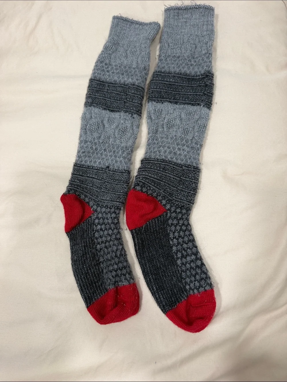 Smartwool Kid’s Grey & Red Merino Blend Performance Hiking Socks